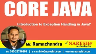 Core Java Tutorial Introduction to Exception Handling in Java Mr Ramchandra