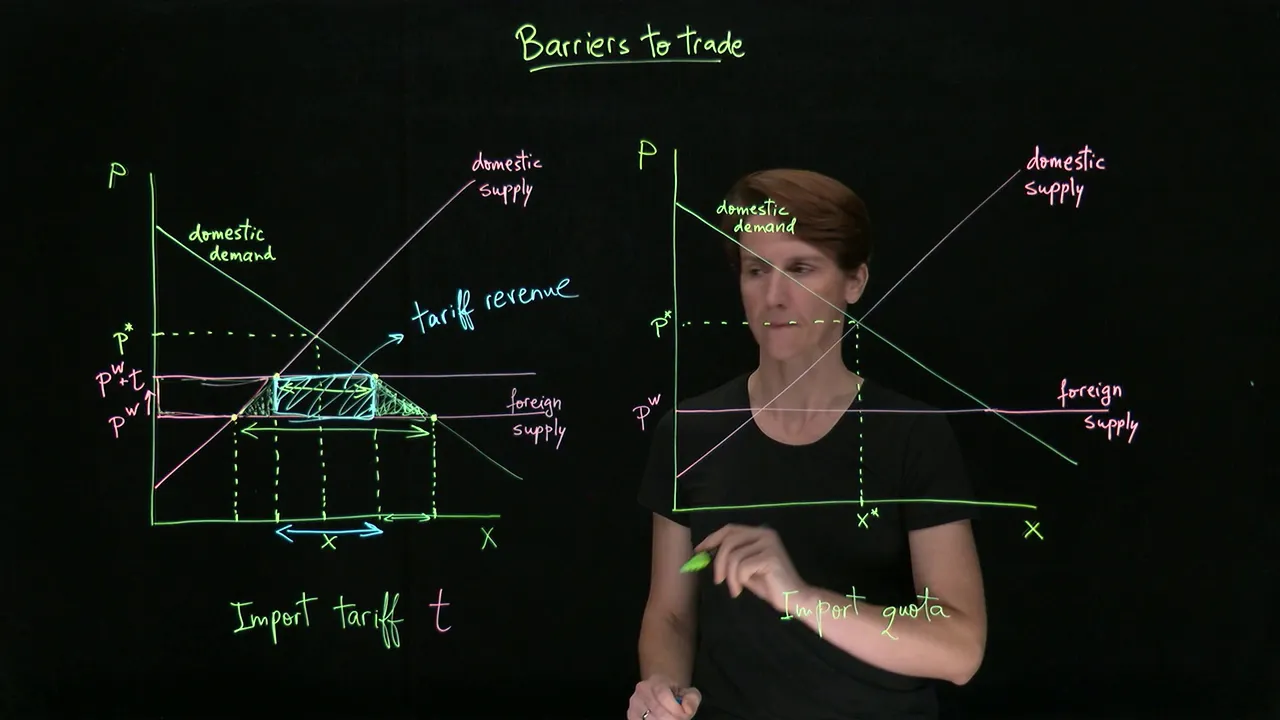 Trade barriers: import tariffs and quotas