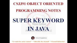 SUPER KEYWORD IN JAVA NOTES CS3391 OBJECT ORIENTED PROGRAMMING NOTES 2021 REGULATION CSE