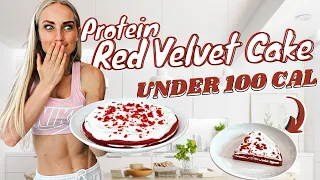 Frosted Low Calorie High Protein Red Velvet Cake *easy recipe*