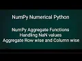 NumPy Numerical Python Aggregate Functions