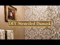 Stenciling Painting A Powder Room With Cutting Edge Stencils Anna Damask Wall Stencil Pattern