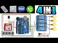 SiM800L Relay Control With Arduino IR Remote and Push Buttons GSM Based Home Automation