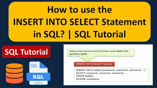 How to use the INSERT INTO SELECT Statement in SQL SQL Tutorial For Beginners Learn SQL