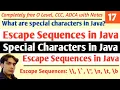 Special Characters in Java Escape Sequence in Java Escape Characters in Java Hello DHIRENDRA