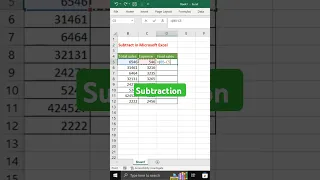 Subtraction in Excel
