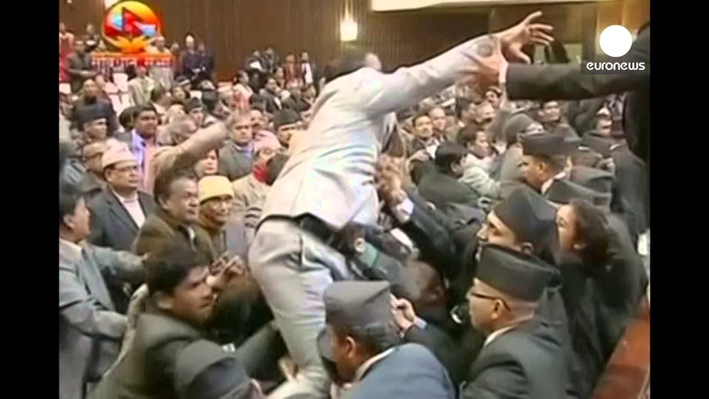 Fighting and chaos break out in Nepal parliament