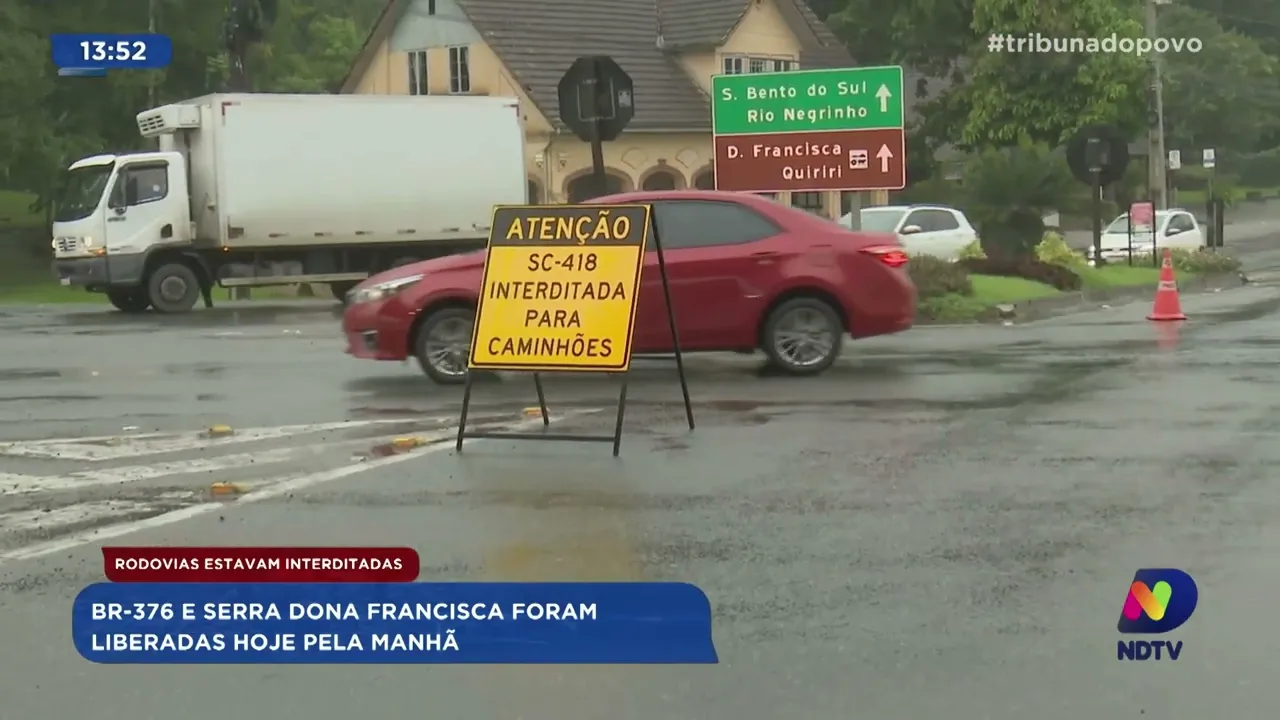 Rodovias estavam interditadas: BR-376 e serra Dona Francisca foram liberadas hoje pela manhã
