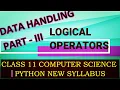 Python Data Handling Part3 Operators New Syllabus Class 11 Computer Science Python CBSE Sumita Arora