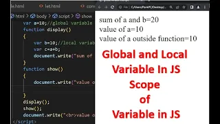 Global Variable in JavaScript Scope of variable in JavaScript JavaScript Tutorial Hindi part 11