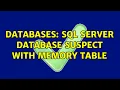 Databases SQL Server Database Suspect with Memory table 2 Solutions