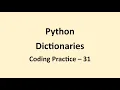 Coding Practice 31 Dictionaries Python NxtWave CCBP