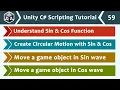 Sin Cos Functions for Circular Motion in C - Unity C Scripting Tutorial 59