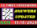 LA Times Crossword Clue Answers for Nov 15 2024 Solved