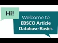 EBSCO Article Database Basics