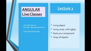 Angular Live Classes Lec 3 Object Array ngFor and styling in angular