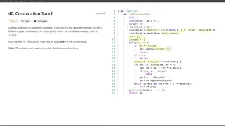 August 13 2024 LeetCode daily 40 Combination Sum II - Python solution explained