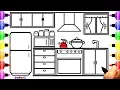 How to Draw Kitchen and Kitchen Coloring Book