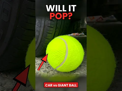 Car vs Giant Tennis Ball – Will It Pop? ASMR ☺ #shorts