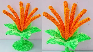 ऊन से गुलदस्ता बनाने का आसान तरीका/DIY Easy Woolen Guldasta Craft/Woolen Tree Craft idea/Wool making