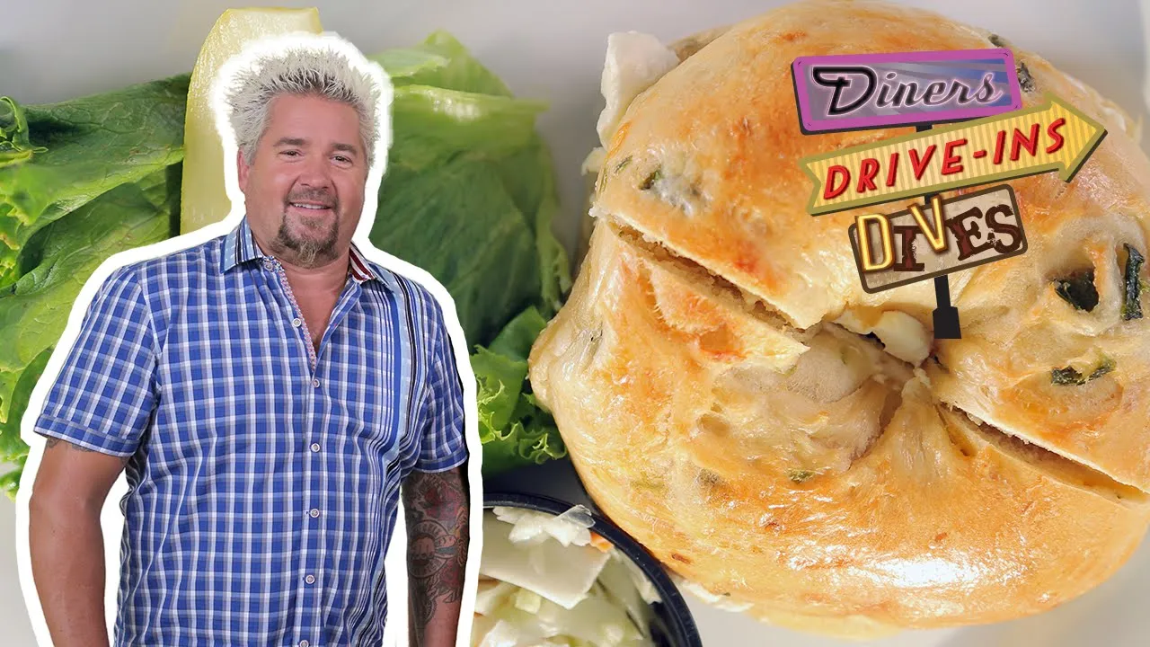 Guy Fieri Eats a SERIOUS Jalapeo Bagel in New Jersey   Diners, Drive-Ins and Dives   Food Network