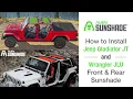 How To Install Jeep Wrangler JLU and Jeep Gladiator Front Rear Sunshade Alien Sunshade