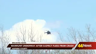Manhunt underway in Hopkins County after suspect flees from scene of crash