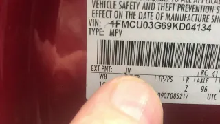 where is the PAINT CODE for a ford escape xlt