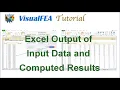 Excel Output of Input Data and Computed Results