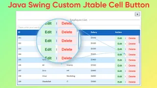 Part-3 Java Swing Modern JTable with Edit Delete Buttons Custom UI Design