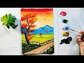 Download Lagu Sunset in the Village | Acrylic Painting Tutorial for Beginner | Belari Drawing Art 
