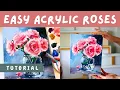 Flower Painting Tutorial In Acrylics Paint Roses Step by Step