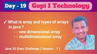Day-19 What is array l one multidimensional arrays in java l Java Full Stack Course l By Mr Gopi