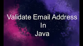 Validate Email Address In Java Using Regular Expression
