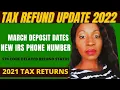 TAX REFUND UPDATE 2022 March Direct deposit dates IRS transcript cycle codes WMR 2022
