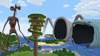 SURVIVING FROM THE BLOOP, SEA EATER AND SIREN HEAD in Minecraft | Gameplay