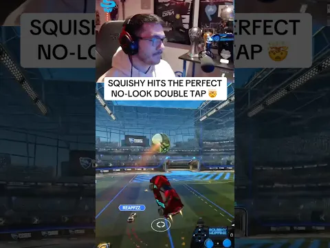 SQUISHY HITS THE PERFECT NO-LOOK DOUBLE TAP 🤯 #squishymuffinz #rocketleague #rocketleaguehighlights