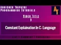 Constants Part-9 constant in c programming what is constant in c programing c tutorial