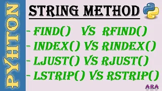 String methods find rfind index rindex ljust rjust lstrip and rstrip python 3