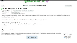 Java Practice-It 16 3 isSorted implementing ListNodes LinkedLists