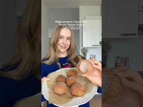 High-protein Cinnamon-Sugar Donut Holes😍 13 g protein per serving! #highprotein #easyrecipe