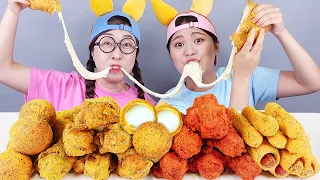 Gà rán khổng lồ bóng phô mai món ăn Hàn Quốc Mukbang DONA