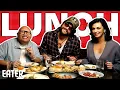 Jason Momoa Morena Baccarin and Jacob Batalon Try NYC s Best Hawaiian Food Let s Do Lunch
