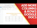How to Add More Columns and Rows in Google Docs