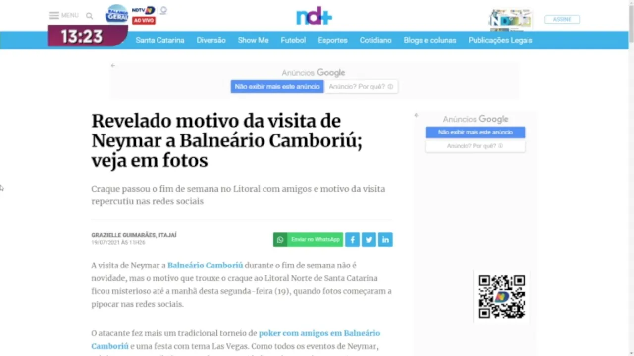 Neymar esteve em Balneário Camboriú nesse final de semana