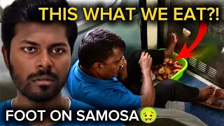 Railway Vendor Seen Keeping His Foot Over The Samosa He’s Selling🤢