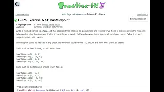 Java Practice It Exercise 5 14 hasMidpoint method basics return int parameters double Math