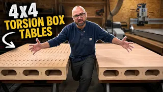 The Tale of Three Tables – workshop torsion box tables and farmhouse dining table Ep. 686
