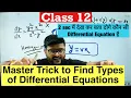 Master Tricks to Find Differential Equations Types Class 12 I Class 12 Differential Equations