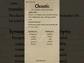 chaotic Word of the Day definition example sentence and synonyms antonyms